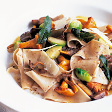 Pasta Rags with Wild Mushrooms and Brussels Sprouts Recipe