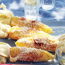 Grilled Corn with Sour Cream and Cotija Cheese