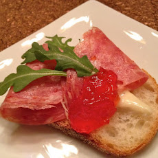 Truffle Tremor, Hot Soppressata and Pepper Jelly Crostini