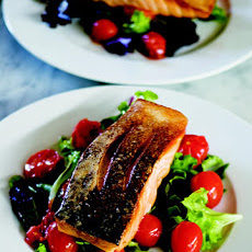 Crispy-Skin Salmon Salad with Roasted Cherry Tomatoes
