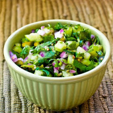 Tomatillo Salsa with Roasted Green Chiles, Cilantro, and Lime