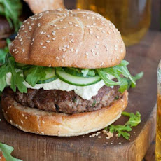 Lamb Burger with Arugula, Feta & Cucumbers Recipe