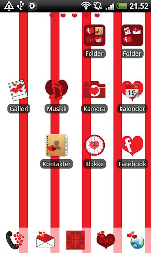 Hearts Red GO Launcher Theme