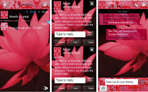 Go sms theme Red Lotus