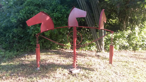 Red Horses Sculpture