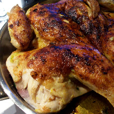 Spice Rubbed Chicken Under a Brick with Lemon, Mint and Cilantro
