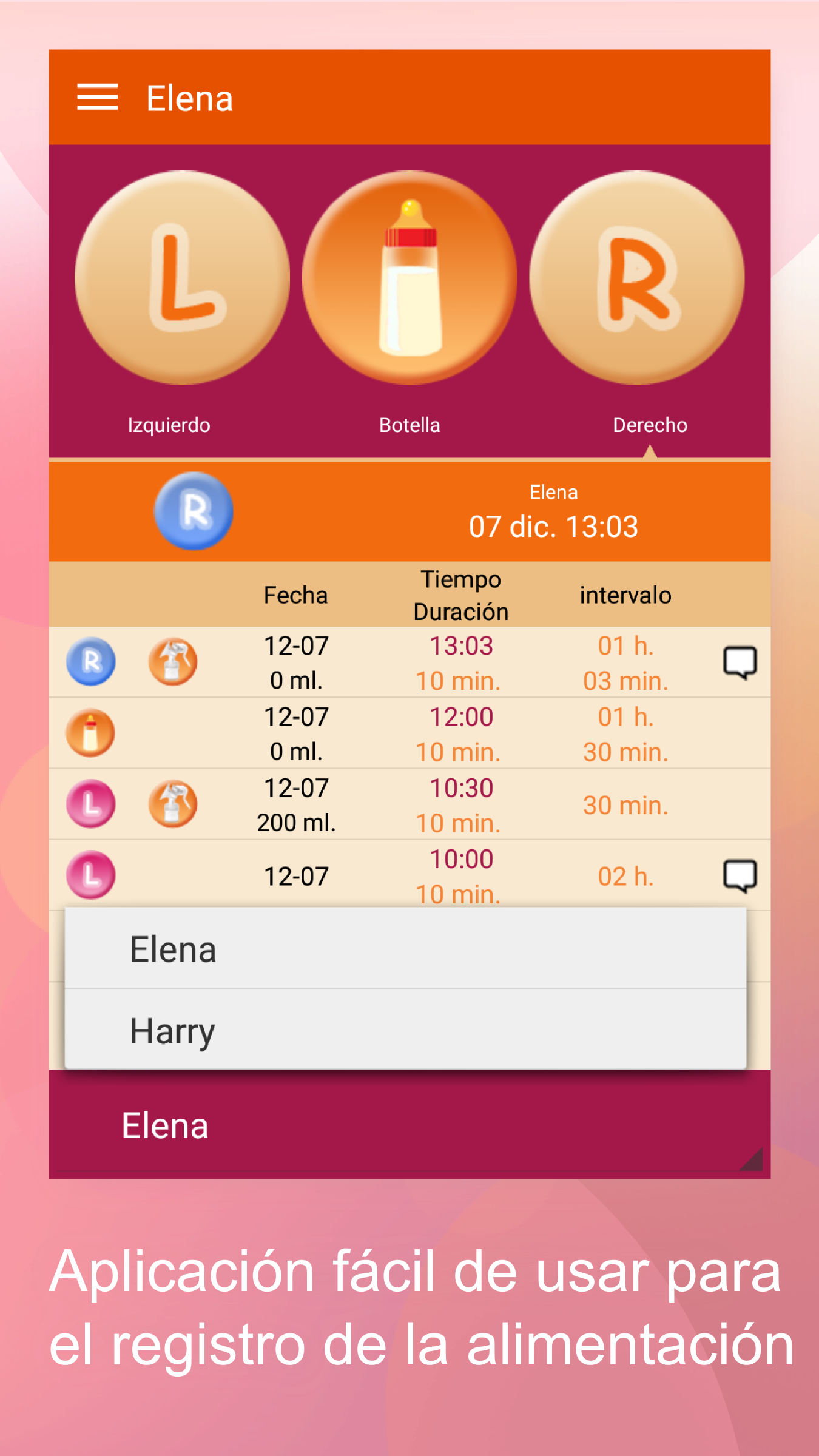 Android application Breastfeeding - key screenshort