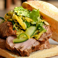 Pork Sandwich w/ Spicy Mango Cucumber Slaw