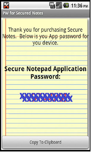 Reg. PW for Secure Notes