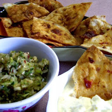 Adobo Chips With Warm Goat Cheese and Cilantro Salsa