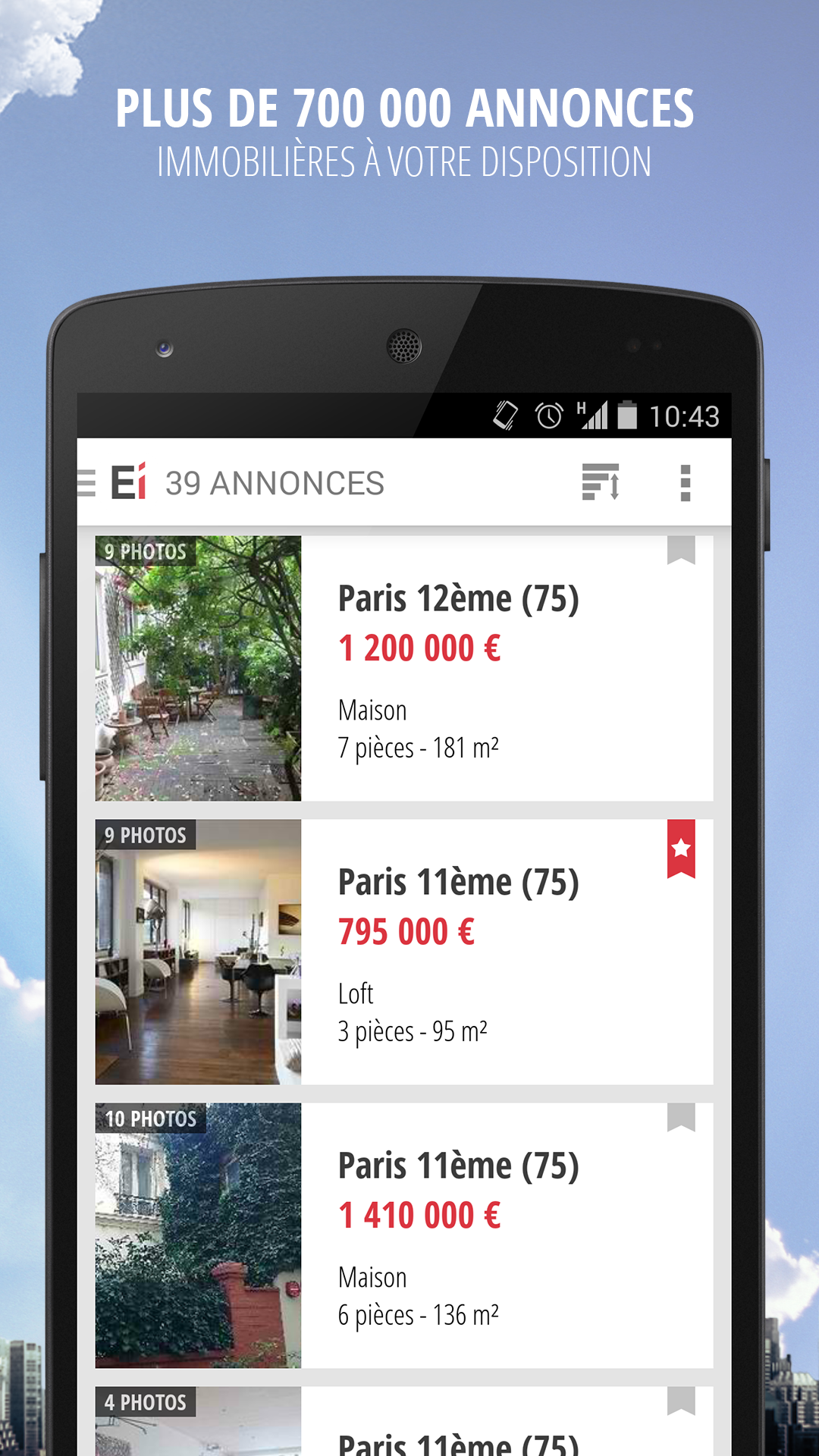Android application Figaro Immo screenshort