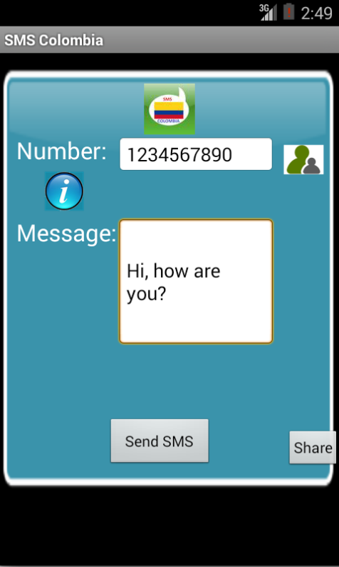 Android application Free SMS Colombia screenshort