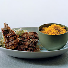 Grilled Lamb Chops with Curried Couscous and Zucchini Raita