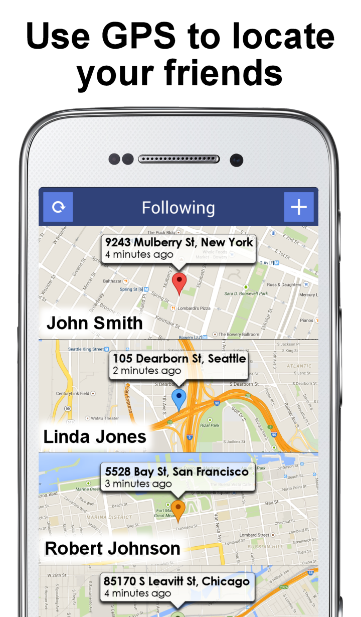 Android application PhoneTracker with FriendMapper screenshort