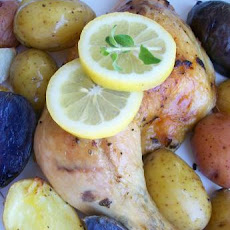 Simple Greek Lemon Chicken Thighs With Potatoes (Low Fat) for 1