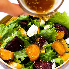 Roasted Beet Salad with Orange Citrus Vinaigrette and Goat