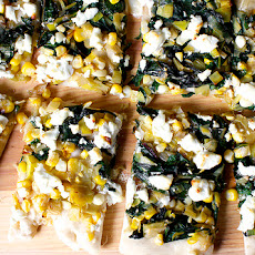 Leek, Corn and Chard Flatbread with Goat Cheese