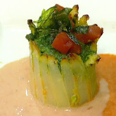 Crabmeat and Spinach Flan with Smoked Tomato Buerre Blanc