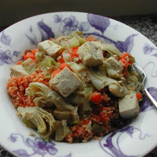 Savory Tofu and Vegetables over Tomato Couscous