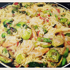 Lemon Orzo Pasta with Brussels Sprouts and Shrimp