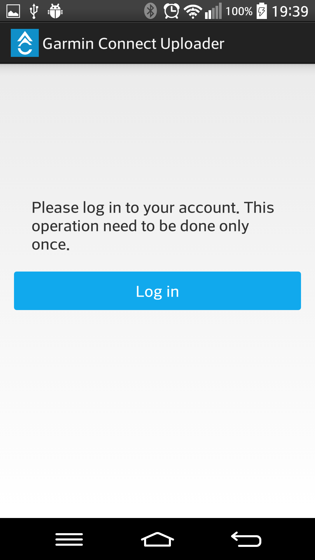 Android application Garmin Connect Uploader screenshort