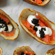 Smoked Salmon, Crème Fraîche, and Caviar Potato Skins Recipe