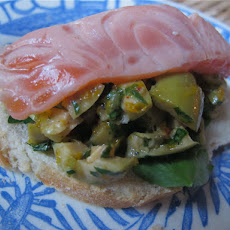 Salmon Carpaccio With Olive Relish