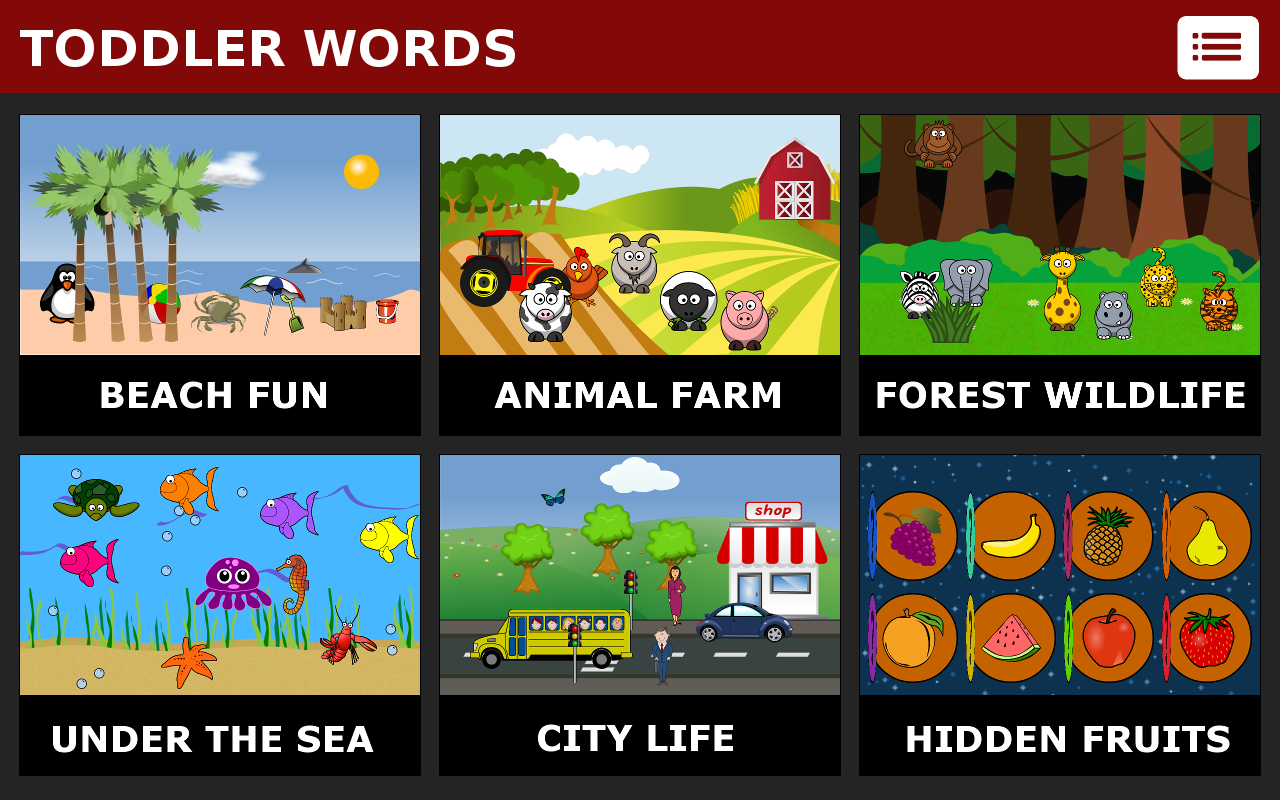 Android application Toddler Words screenshort