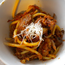 Spicy Pork Ragu over Perciatelli