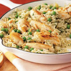 Green Rice with Chicken, Peas and Almonds