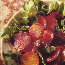Four Beet Salad on Arugula with Sherry Vinaigrette