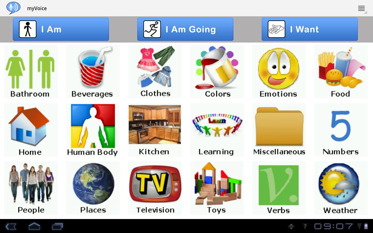 Android application AAC Autism myVoiceCommunicator screenshort