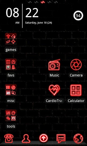 Neon Red GO Launcher Theme