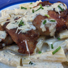 Chicken Breasts over Rigatoni With Gorgonzola Sauce