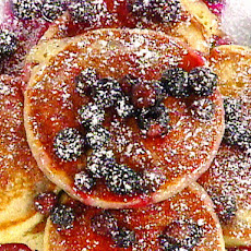 Buttermilk and Lemon Scented Pancakes with Warm Blueberry Syrup
