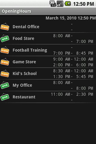 OpeningHours Free