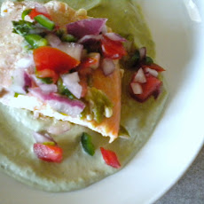 Salmon on Avocado Cream with Salsa Fresca