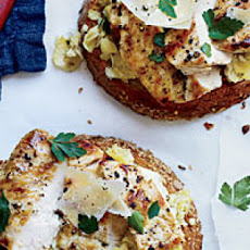 Open-Faced Chicken Sandwiches with Artichoke Pesto