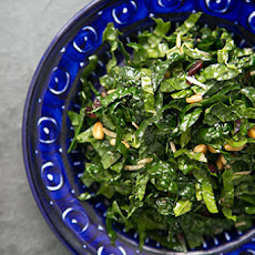 Raw Kale Salad with Balsamic, Pine Nuts, and Parmesan