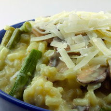 Gruyere Risotto with Asparagus and Mushrooms