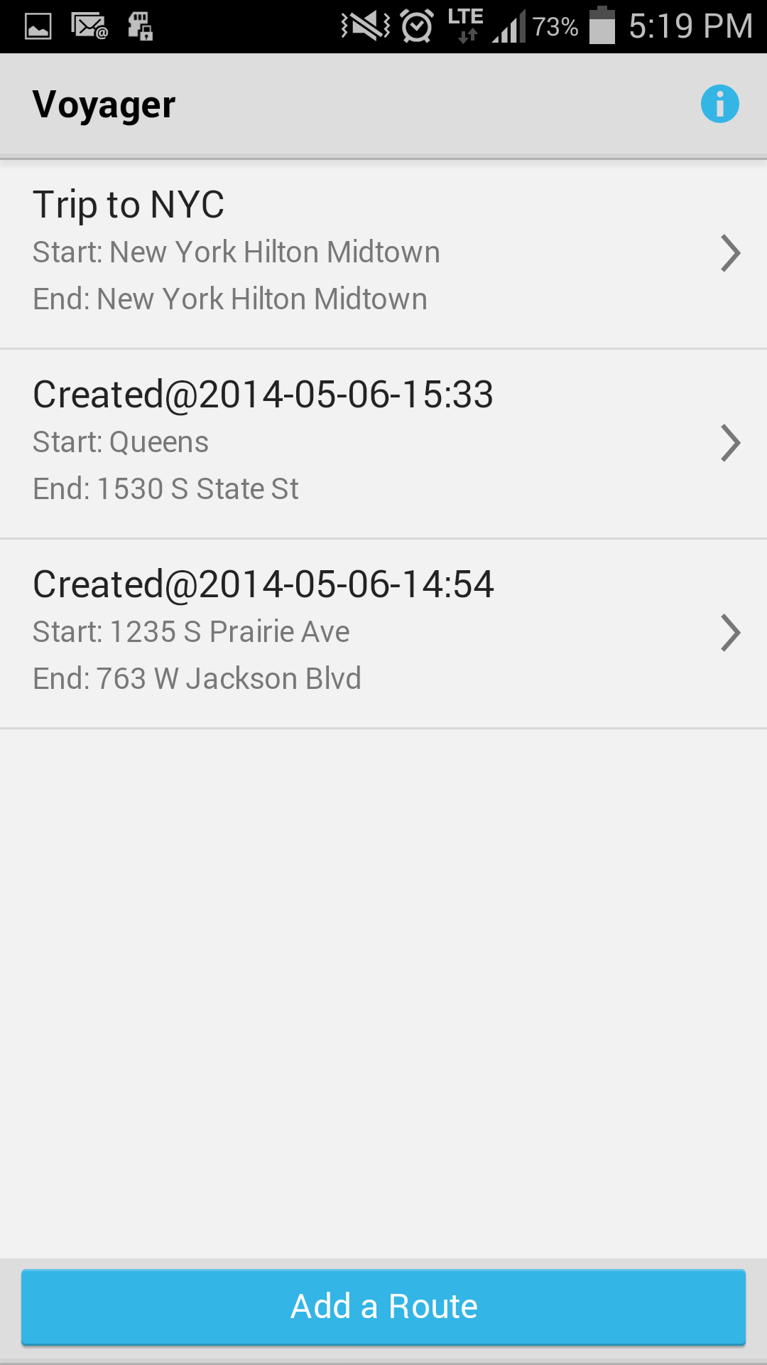 Android application Voyager: Route Planner screenshort