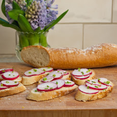 Sliced Baguette with Butter, Radishes & Sea Salt