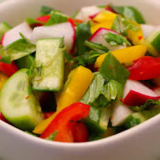 Radish and Cucumber Salad with Peppers and Thai Basil