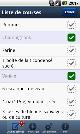 Liste de courses PC à Android