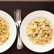 Fettuccine with Leeks and White Beans
