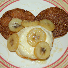 Chestnut Blinis with Ricotta Flan and Caramelized Bananas