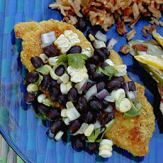 Chicken Breasts With Cornmeal Crust and Black Bean Salsa