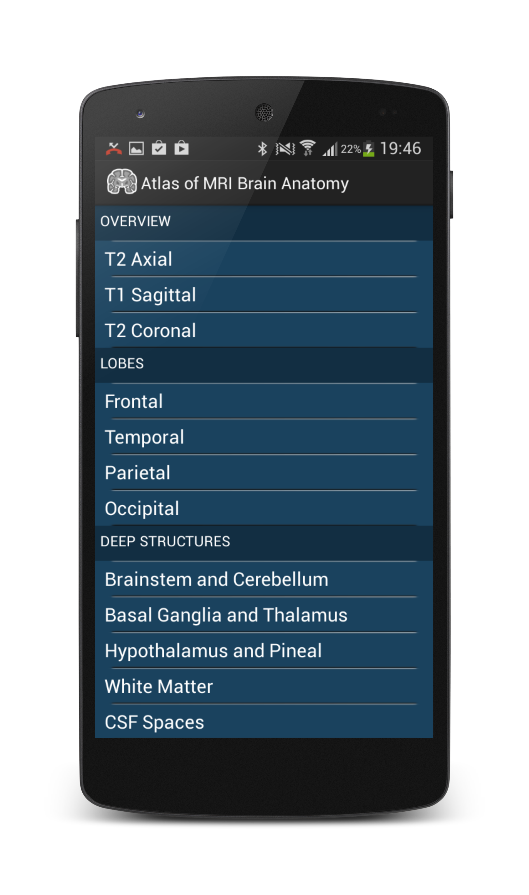 Android application Atlas of MRI Brain Anatomy screenshort