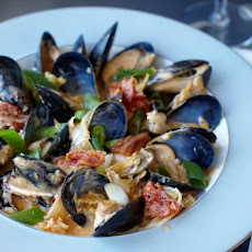 Red Curry Mussels with Kimchi Puree from 'The Kimchi Cookbook'