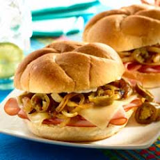 Ham & Cheese Tortas With Sweet Onions & Jalapenos